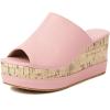 imageSHEMEE Womens Wedge Platform Slippers Peep Toe Mules Sandals Slipon Heeled Summer Slides ShoesPink
