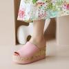imageSHEMEE Womens Wedge Platform Slippers Peep Toe Mules Sandals Slipon Heeled Summer Slides ShoesPink