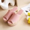 imageSHEMEE Womens Wedge Platform Slippers Peep Toe Mules Sandals Slipon Heeled Summer Slides ShoesPink