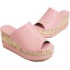 imageSHEMEE Womens Wedge Platform Slippers Peep Toe Mules Sandals Slipon Heeled Summer Slides ShoesPink