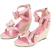 imageSHEMEE Espadrilles Wedge Sandals for Women Embellished Butterfly Platform Heeled Sandals Zipper Cross Strappy High HeelsPink