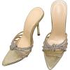 imageSHEMEE Sparkly Rhinestones Heels for Women Pointy Stiletto High Heels Sandals Chic Knot Slide Mules Wedding Dress ShoesGold