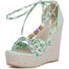 imageSHEMEE Womens Bohemian Beaded Platform Wedge Sandals Tstrap Thong Strappy High Heeled Lace Up Summer ShoesGreen