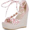 imageSHEMEE Womens Bohemian Beaded Platform Wedge Sandals Tstrap Thong Strappy High Heeled Lace Up Summer ShoesPink