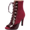 imageSHEMEE Womens Peep Toe Patent Leather High Heels Lace Up Ankle Boots Faux Suede Summer Stilettos Sandals Booties with Back Zip276 Heel Burgundy