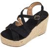 imageSHEMEE Womens Platform Wedges Sandals Espadrilles High Heeled Sandals Ankle Cross Strappy Buckled Summer ShoesBlack