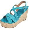 imageSHEMEE Womens Platform Wedges Sandals Espadrilles High Heeled Sandals Ankle Cross Strappy Buckled Summer ShoesBlue