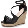 imageSHEMEE Womens Round Open Toe Espadrille Wedge Sandals Platform High Heel Ankle Strap Buckle Bow Sandalias Summer ShoesBlack