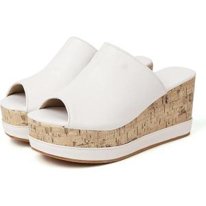 imageSHEMEE Womens Wedge Platform Slippers Peep Toe Mules Sandals Slipon Heeled Summer Slides ShoesWhite