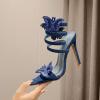 imageSHEMEE Chic Strappy High Heels for Women Stiletto Gladiator Sandals Embellished Butterfly Denim Tassels Fashion Show Dress ShoesDark Blue