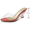 imageSHEMEE Womens Clear Wedge Heel Mules Sandals Shoes Opentoe Slip On Transparent High Heeled Slides SlippersRed 2