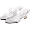 imageSHEMEE Womens Clear Wedge Heel Mules Sandals Shoes Opentoe Slip On Transparent High Heeled Slides SlippersSilver 1
