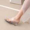 imageSHEMEE Womens Clear Wedge Heel Mules Sandals Shoes Opentoe Slip On Transparent High Heeled Slides SlippersSilver 1