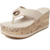 imageSHEMEE Womens Faux Suede Wedge Heel Slippers Thong Slides Platform Flip Flops Beach Sandals Slipon Summer ShoesBeige