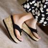 imageSHEMEE Womens Faux Suede Wedge Heel Slippers Thong Slides Platform Flip Flops Beach Sandals Slipon Summer ShoesBlack