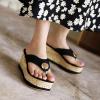 imageSHEMEE Womens Faux Suede Wedge Heel Slippers Thong Slides Platform Flip Flops Beach Sandals Slipon Summer ShoesBlack
