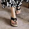 imageSHEMEE Womens Faux Suede Wedge Heel Slippers Thong Slides Platform Flip Flops Beach Sandals Slipon Summer ShoesBlack