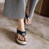 imageSHEMEE Womens Faux Suede Wedge Heel Slippers Thong Slides Platform Flip Flops Beach Sandals Slipon Summer ShoesDarkblue