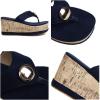 imageSHEMEE Womens Faux Suede Wedge Heel Slippers Thong Slides Platform Flip Flops Beach Sandals Slipon Summer ShoesDarkblue