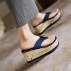 imageSHEMEE Womens Faux Suede Wedge Heel Slippers Thong Slides Platform Flip Flops Beach Sandals Slipon Summer ShoesDarkblue