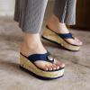 imageSHEMEE Womens Faux Suede Wedge Heel Slippers Thong Slides Platform Flip Flops Beach Sandals Slipon Summer ShoesDarkblue
