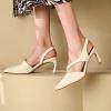 imageSHEMEE Womens Genuine Leather Heeled Sandals Pumps Stiletto High Heel Square Closed Toe Slip On Slingback Dress Sandal ShoesBeige
