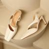 imageSHEMEE Womens Genuine Leather Heeled Sandals Pumps Stiletto High Heel Square Closed Toe Slip On Slingback Dress Sandal ShoesBeige