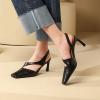 imageSHEMEE Womens Genuine Leather Heeled Sandals Pumps Stiletto High Heel Square Closed Toe Slip On Slingback Dress Sandal ShoesBlack