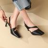 imageSHEMEE Womens Genuine Leather Heeled Sandals Pumps Stiletto High Heel Square Closed Toe Slip On Slingback Dress Sandal ShoesBlack