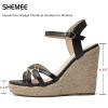 imageSHEMEE Womens Peep Toe Wedge Heels Sandals Stylish Platform High Heeled SandalsBlack