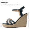 imageSHEMEE Womens Peep Toe Wedge Heels Sandals Stylish Platform High Heeled SandalsBlue