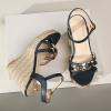imageSHEMEE Womens Peep Toe Wedge Heels Sandals Stylish Platform High Heeled SandalsBlue