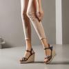imageSHEMEE Womens Peep Toe Wedge Heels Sandals Stylish Platform High Heeled SandalsBlue