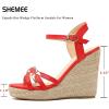 imageSHEMEE Womens Peep Toe Wedge Heels Sandals Stylish Platform High Heeled SandalsRed