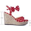 imageSHEMEE Womens Peep Toe Wedge Heels Sandals Stylish Platform High Heeled SandalsRed Polka Dots