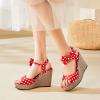 imageSHEMEE Womens Peep Toe Wedge Heels Sandals Stylish Platform High Heeled SandalsRed Polka Dots