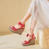 imageSHEMEE Womens Peep Toe Wedge Heels Sandals Stylish Platform High Heeled SandalsRed Polka Dots
