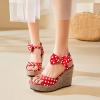 imageSHEMEE Womens Peep Toe Wedge Heels Sandals Stylish Platform High Heeled SandalsRed Polka Dots