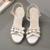imageSHEMEE Womens Peep Toe Wedge Heels Sandals Stylish Platform High Heeled SandalsWhite