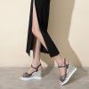 imageSHEMEE Womens Sequin Glitter Wedge Platform Sandals Sparkling Ankle Strap Buckle High Heeled Summer Sandalias ShoesBlack