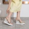 imageSHEMEE Womens Sequin Glitter Wedge Platform Sandals Sparkling Ankle Strap Buckle High Heeled Summer Sandalias ShoesGold