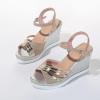 imageSHEMEE Womens Sequin Glitter Wedge Platform Sandals Sparkling Ankle Strap Buckle High Heeled Summer Sandalias ShoesGold