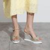 imageSHEMEE Womens Sequin Glitter Wedge Platform Sandals Sparkling Ankle Strap Buckle High Heeled Summer Sandalias ShoesGold