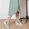 imageSHEMEE Womens Sequin Glitter Wedge Platform Sandals Sparkling Ankle Strap Buckle High Heeled Summer Sandalias ShoesSilver