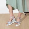 imageSHEMEE Womens Sequin Glitter Wedge Platform Sandals Sparkling Ankle Strap Buckle High Heeled Summer Sandalias ShoesSilver