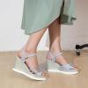imageSHEMEE Womens Sequin Glitter Wedge Platform Sandals Sparkling Ankle Strap Buckle High Heeled Summer Sandalias ShoesSilver