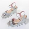 imageSHEMEE Womens Sequin Glitter Wedge Platform Sandals Sparkling Ankle Strap Buckle High Heeled Summer Sandalias ShoesSilver
