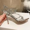 imageSHEMEE Womens Strappy Sandals Open Toe High Heels Ankle Strap Heeled Sandals for Women Summer Nightclub Party Dress ShoesSilver Style1
