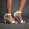 imageSHEMEE Womens Summer Ankle Strap Kitten Heel Pump Sandals Stiletto High Heeled Round Open Toe Buckle ShoesBeige