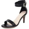 imageSHEMEE Womens Summer Ankle Strap Kitten Heel Pump Sandals Stiletto High Heeled Round Open Toe Buckle ShoesBlack